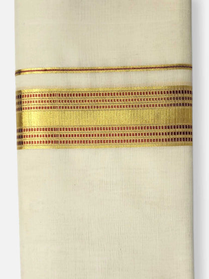 Premium Wedding Handloom Balaramapuram Unaakupaavu Kasavu Mundu for Men