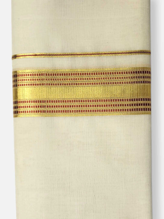 Premium Wedding Handloom Balaramapuram Unaakupaavu Kasavu Mundu for Men