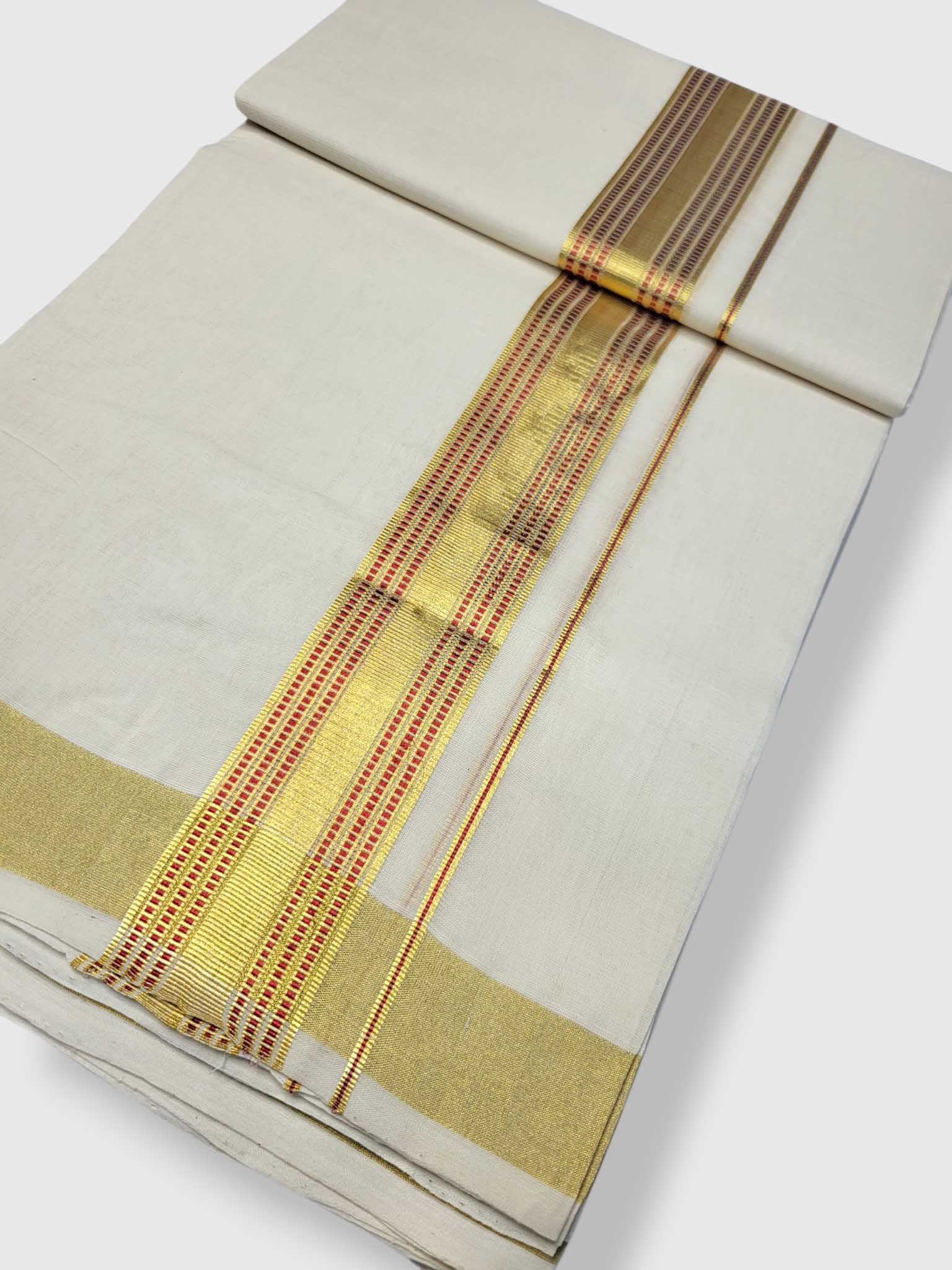 Premium Wedding Handloom Balaramapuram Unaakupaavu Kasavu Mundu for Men