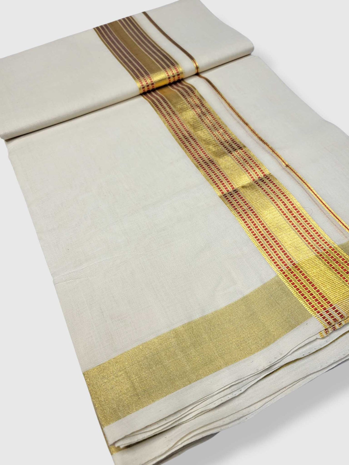 Premium Wedding Handloom Balaramapuram Unaakupaavu Kasavu Mundu for Men