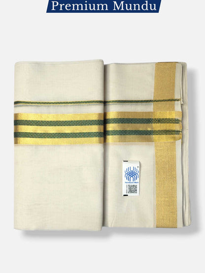 Premium Wedding Handloom Balaramapuram Unaakupaavu Kasavu Mundu for Men
