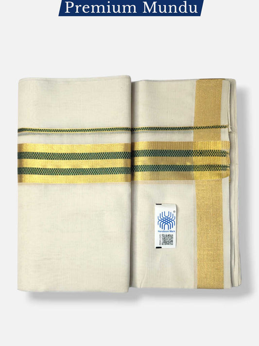 Premium Wedding Handloom Balaramapuram Unaakupaavu Kasavu Mundu for Men