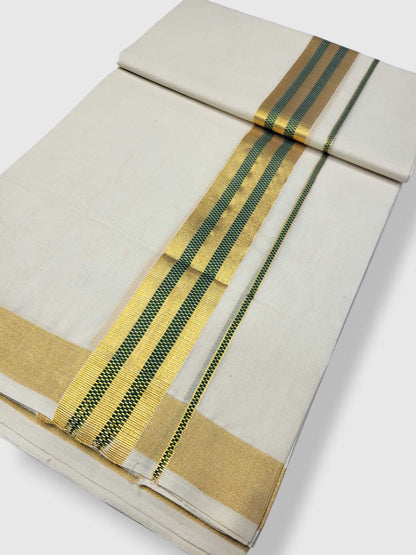 Premium Wedding Handloom Balaramapuram Unaakupaavu Kasavu Mundu for Men