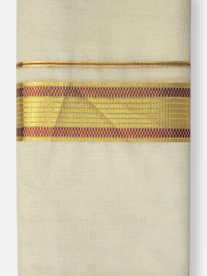 Premium Wedding Handloom Balaramapuram Unaakupaavu Kasavu Mundu for Men