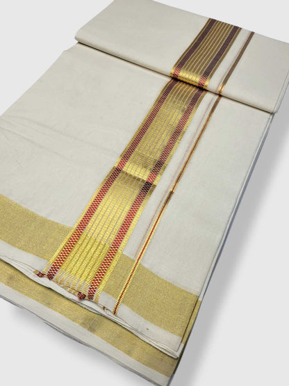 Premium Wedding Handloom Balaramapuram Unaakupaavu Kasavu Mundu for Men