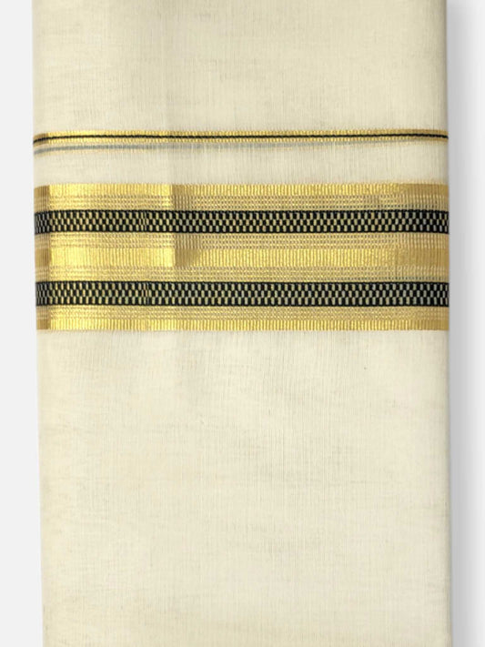 Premium Wedding Handloom Balaramapuram Unaakupaavu Kasavu Mundu for Men