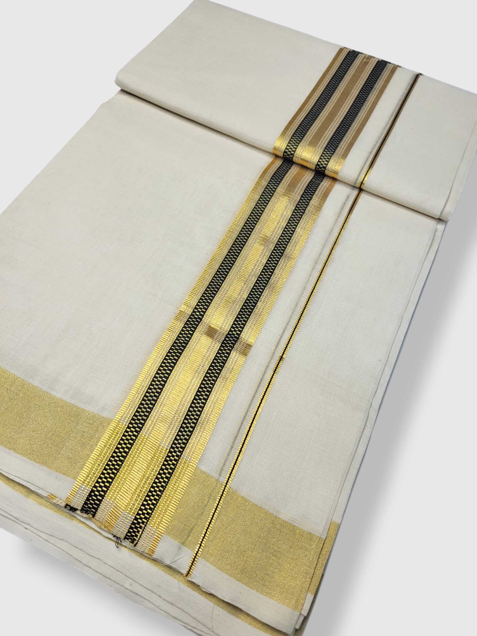 Premium Wedding Handloom Balaramapuram Unaakupaavu Kasavu Mundu for Men