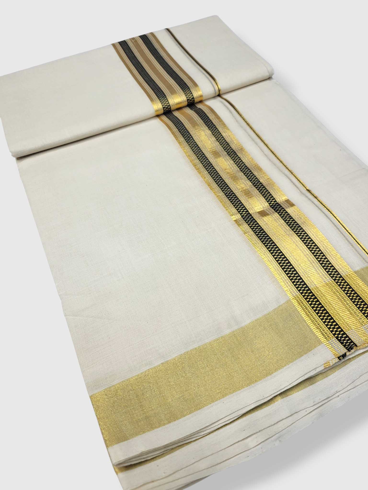 Premium Wedding Handloom Balaramapuram Unaakupaavu Kasavu Mundu for Men