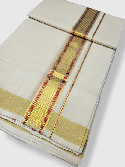 Premium Wedding Handloom Balaramapuram Unaakupaavu Kasavu Mundu for Men