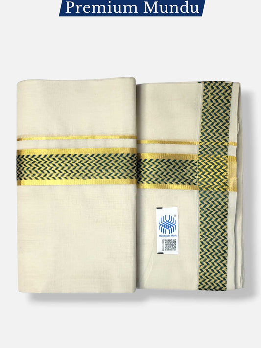 Premium Wedding Handloom Balaramapuram Unaakupaavu Kasavu Mundu for Men