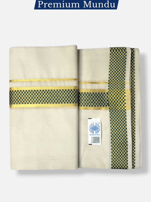 Premium Wedding Handloom Balaramapuram Unaakupaavu Kasavu Mundu for Men