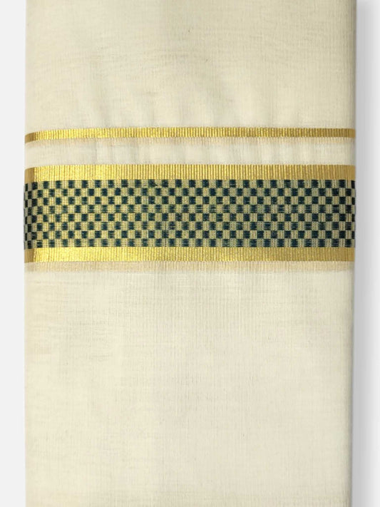 Premium Wedding Handloom Balaramapuram Unaakupaavu Kasavu Mundu for Men