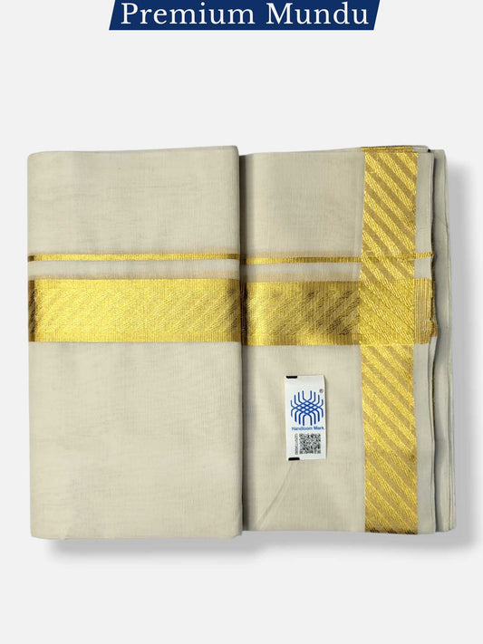 Premium Wedding Handloom Balaramapuram Unaakupaavu Kasavu Mundu for Men