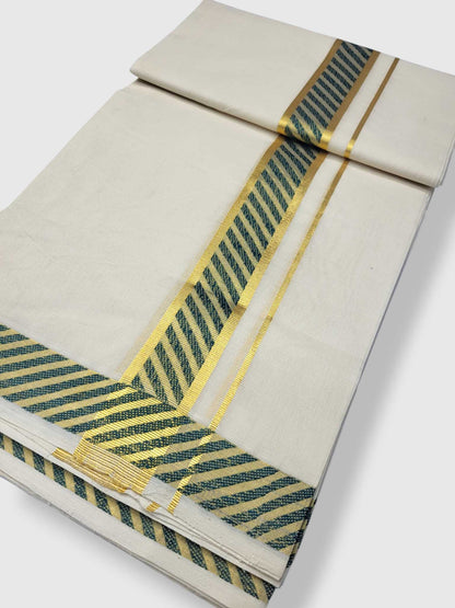 Premium Wedding Handloom Balaramapuram Unaakupaavu Kasavu Mundu for Men