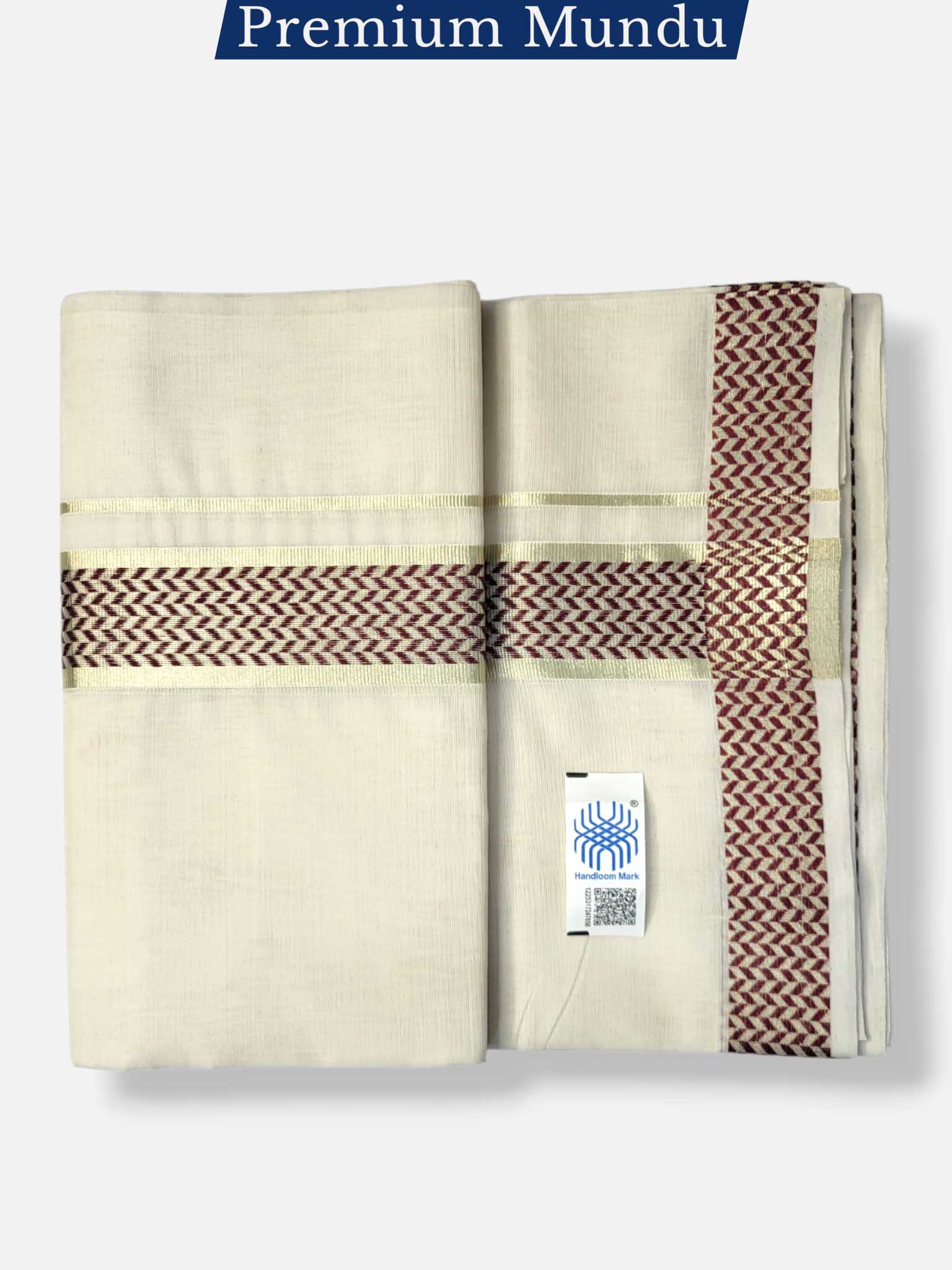 Premium Wedding Handloom Balaramapuram Unaakupaavu Kasavu Mundu for Men