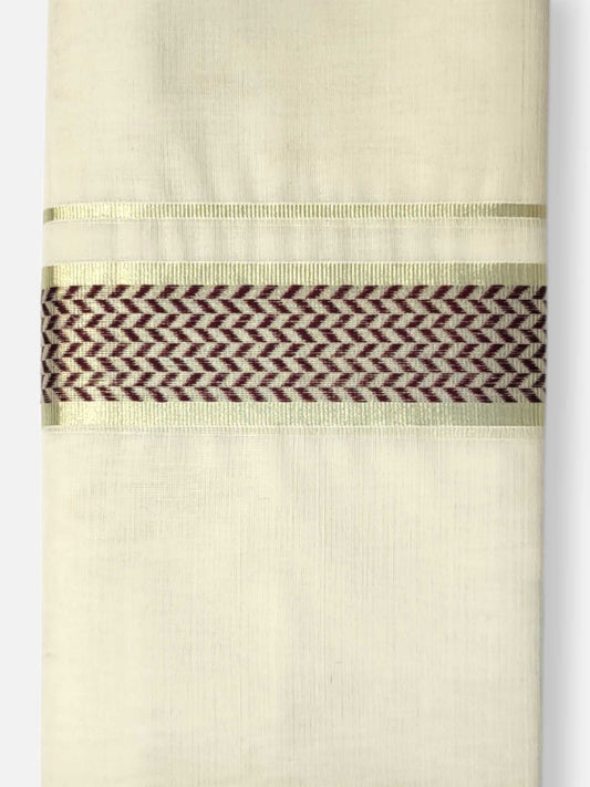 Premium Wedding Handloom Balaramapuram Unaakupaavu Kasavu Mundu for Men