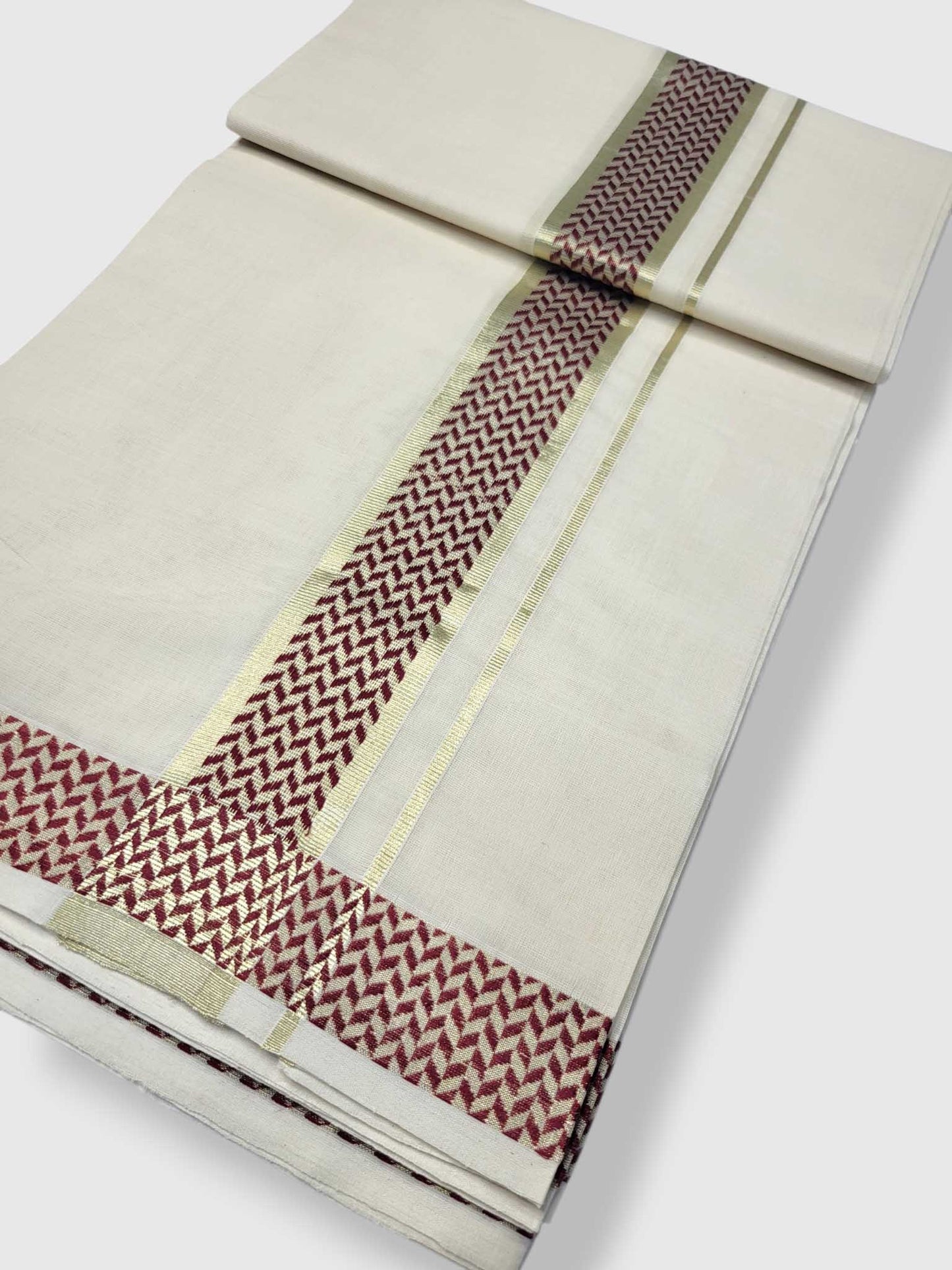 Premium Wedding Handloom Balaramapuram Unaakupaavu Kasavu Mundu for Men
