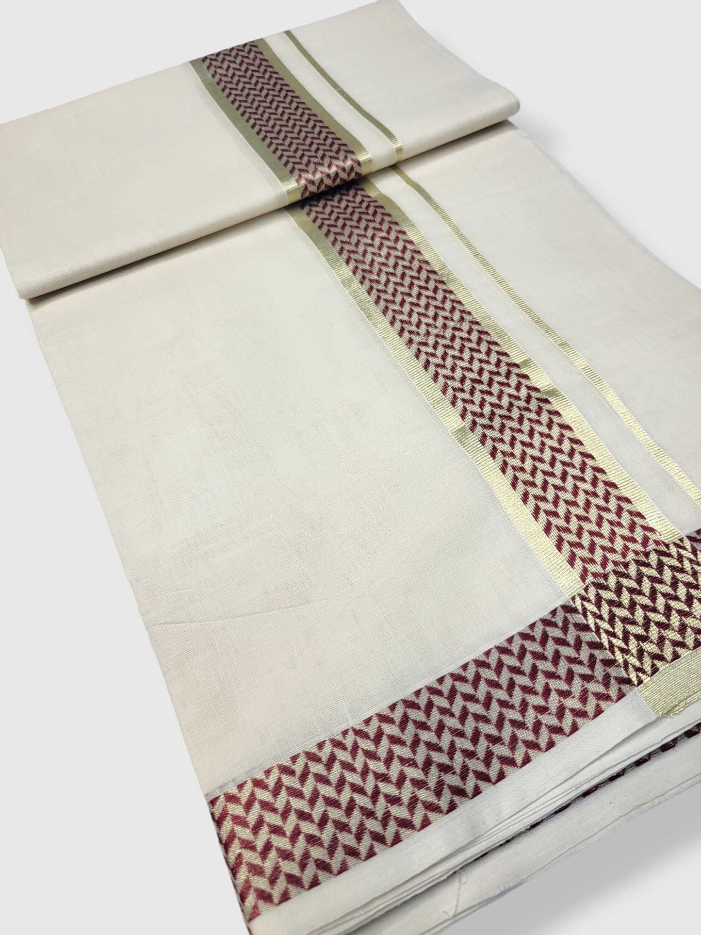 Premium Wedding Handloom Balaramapuram Unaakupaavu Kasavu Mundu for Men