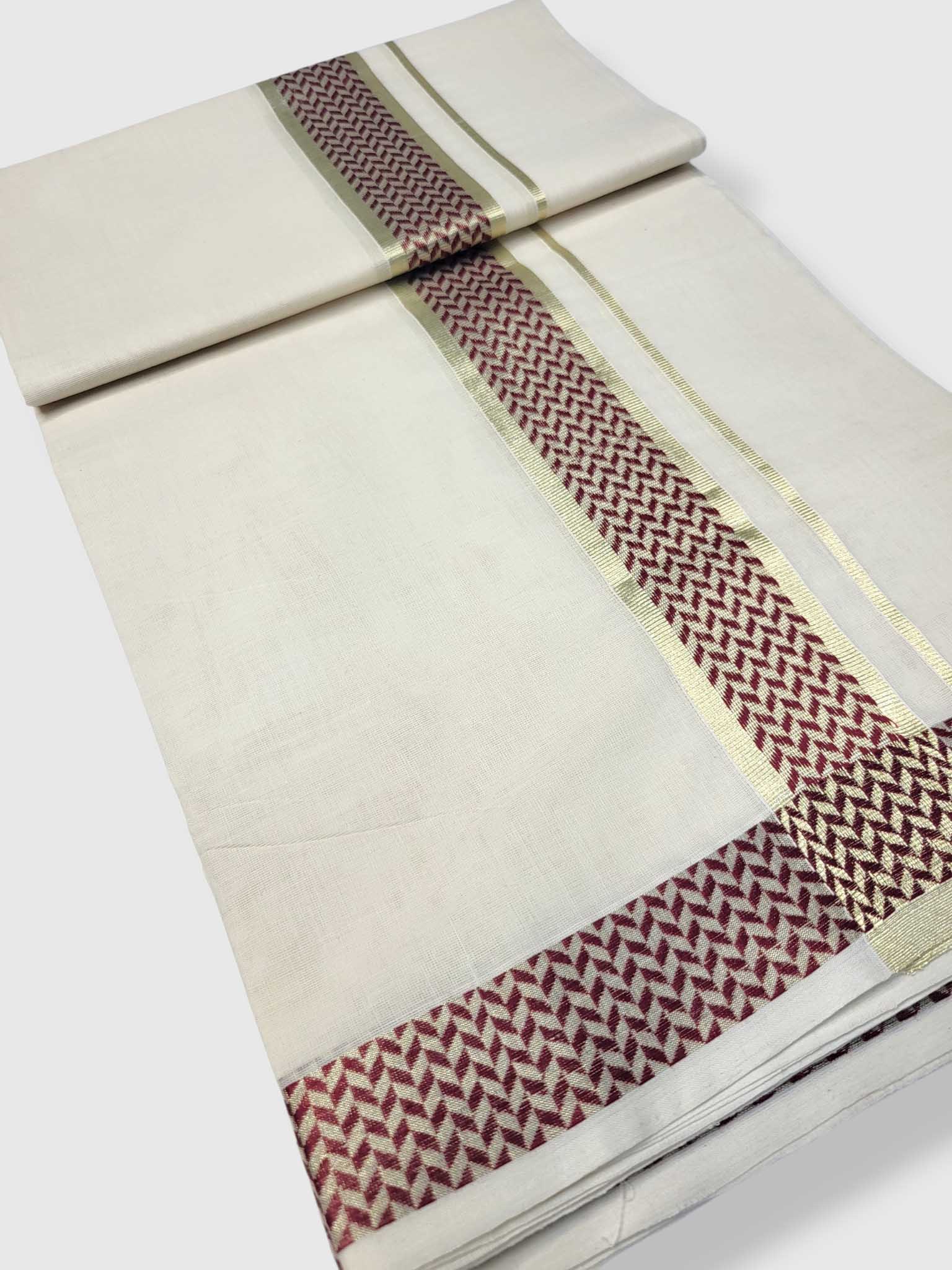 Premium Wedding Handloom Balaramapuram Unaakupaavu Kasavu Mundu for Men