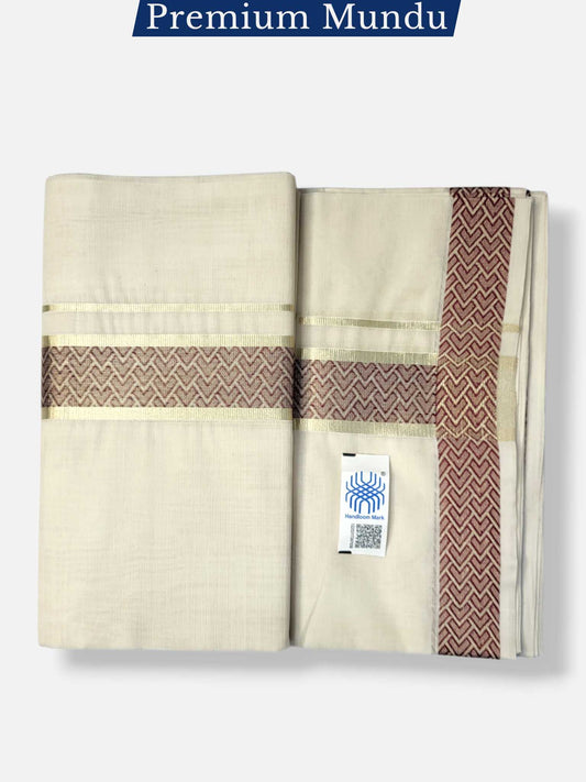 Premium Wedding Handloom Balaramapuram Unaakupaavu Kasavu Mundu for Men