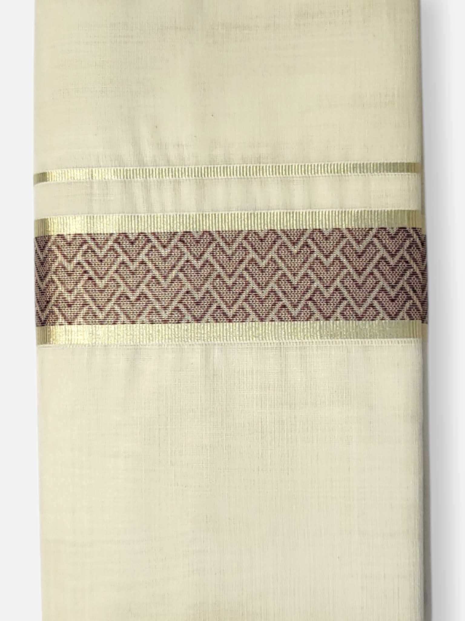 Premium Wedding Handloom Balaramapuram Unaakupaavu Kasavu Mundu for Men