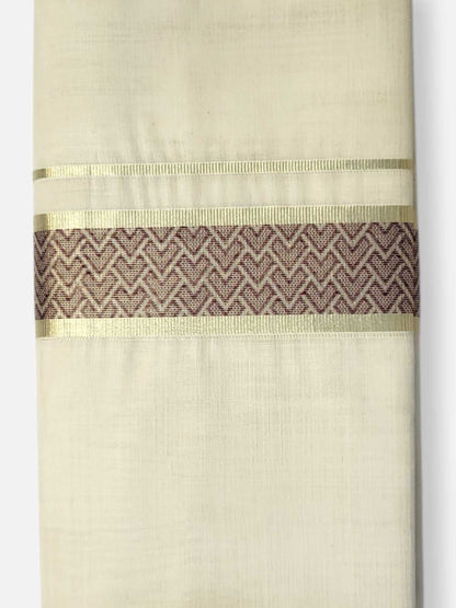 Premium Wedding Handloom Balaramapuram Unaakupaavu Kasavu Mundu for Men