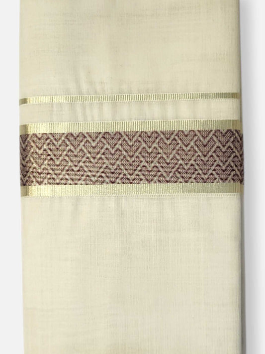 Premium Wedding Handloom Balaramapuram Unaakupaavu Kasavu Mundu for Men