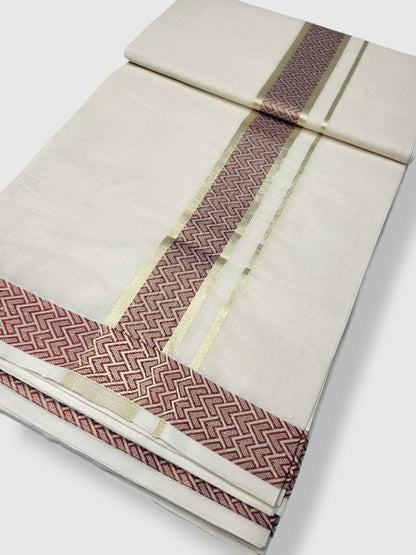 Premium Wedding Handloom Balaramapuram Unaakupaavu Kasavu Mundu for Men