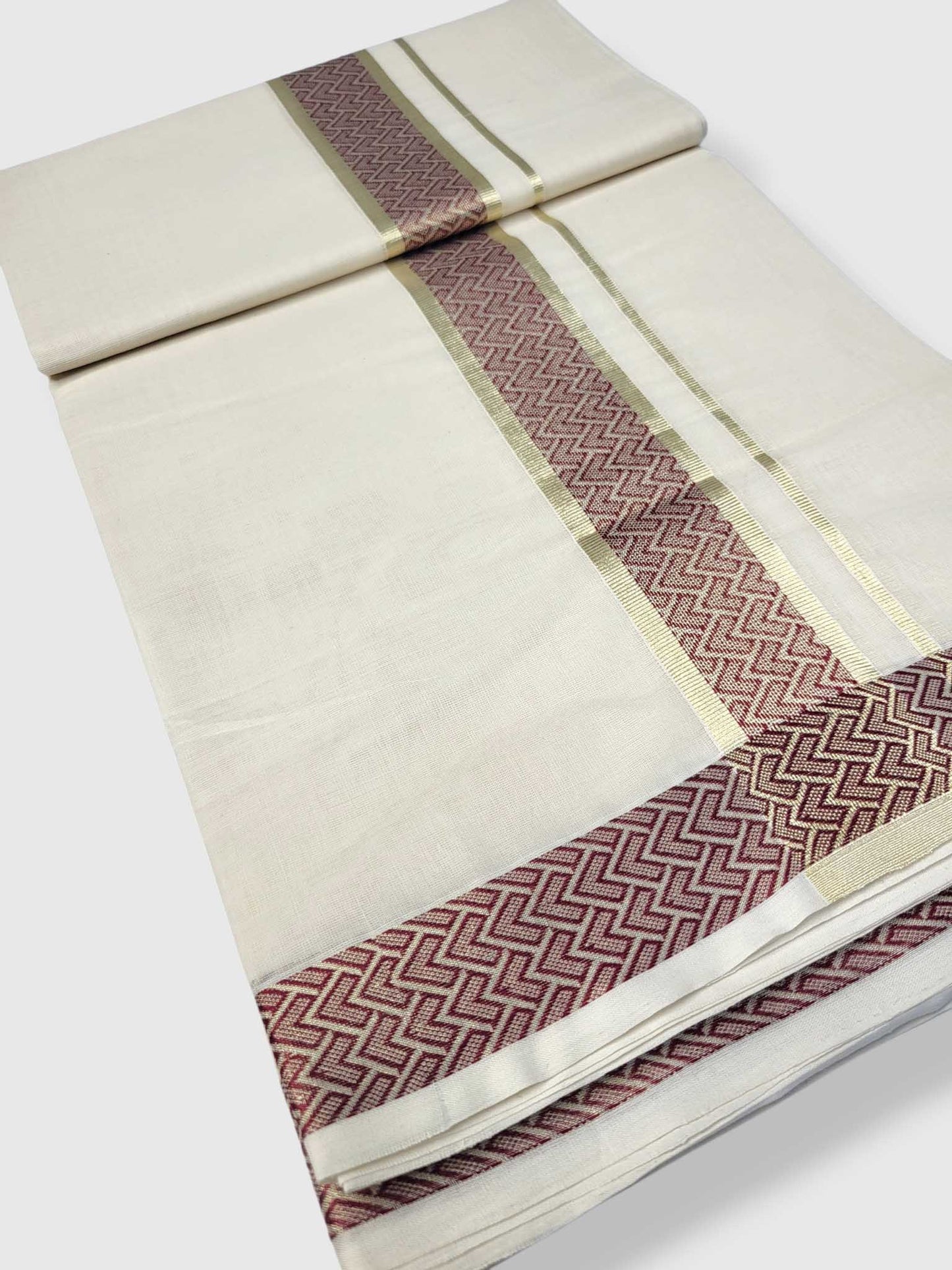 Premium Wedding Handloom Balaramapuram Unaakupaavu Kasavu Mundu for Men