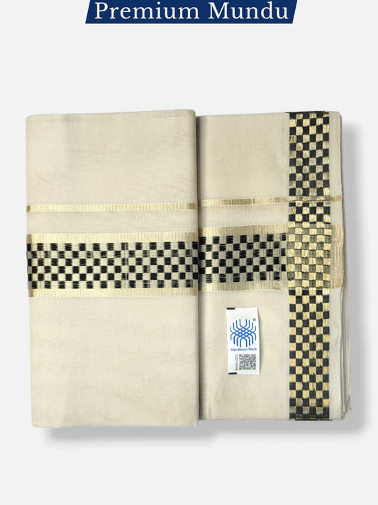 Premium Wedding Handloom Balaramapuram Unaakupaavu Kasavu Mundu for Men