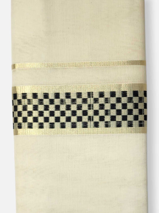 Premium Wedding Handloom Balaramapuram Unaakupaavu Kasavu Mundu for Men
