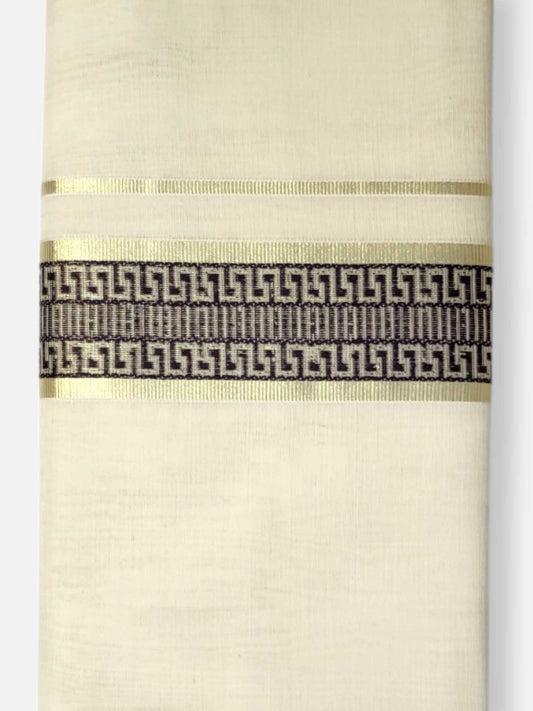 Premium Wedding Handloom Balaramapuram Unaakupaavu Kasavu Mundu for Men
