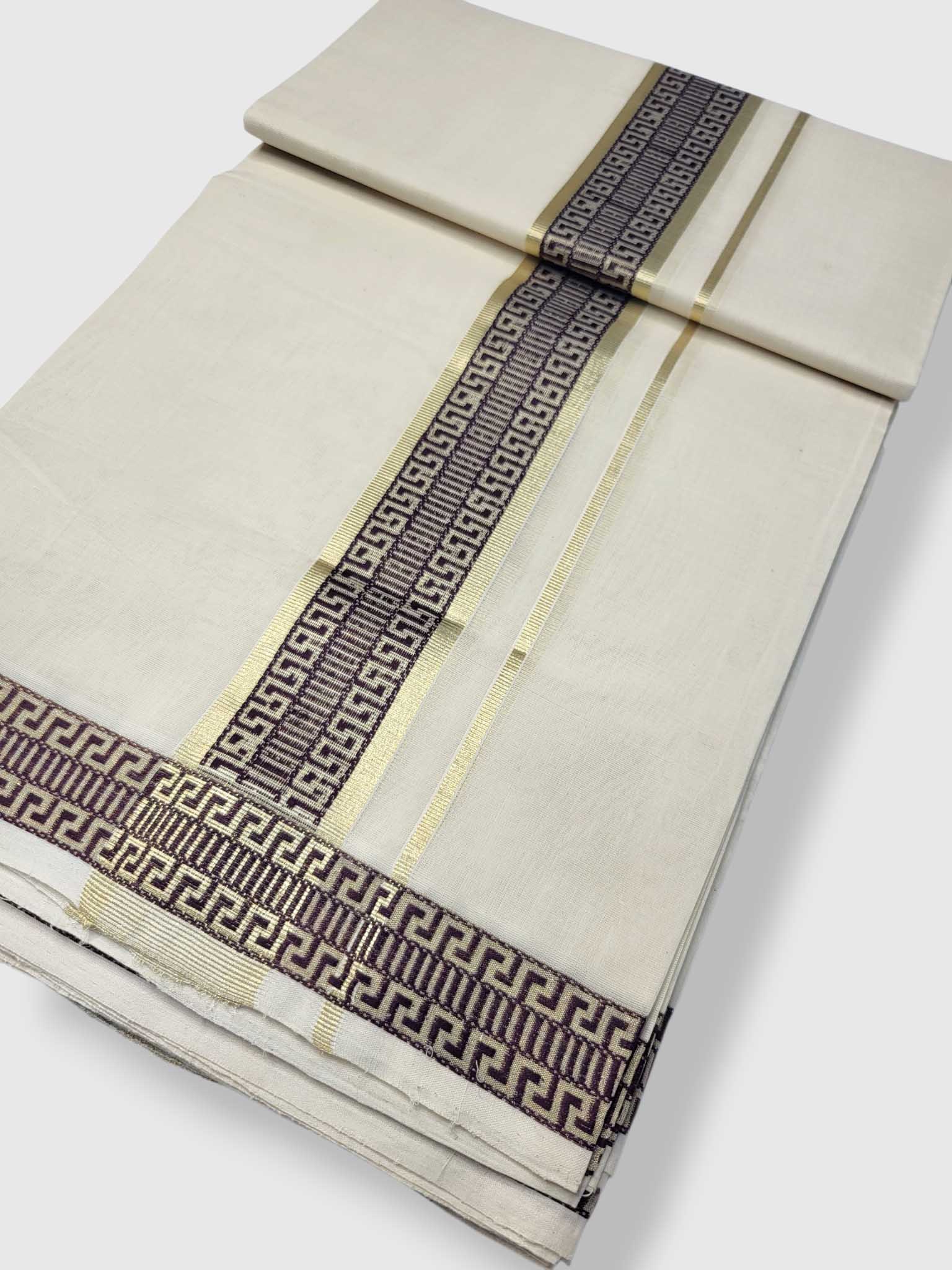 Premium Wedding Handloom Balaramapuram Unaakupaavu Kasavu Mundu for Men