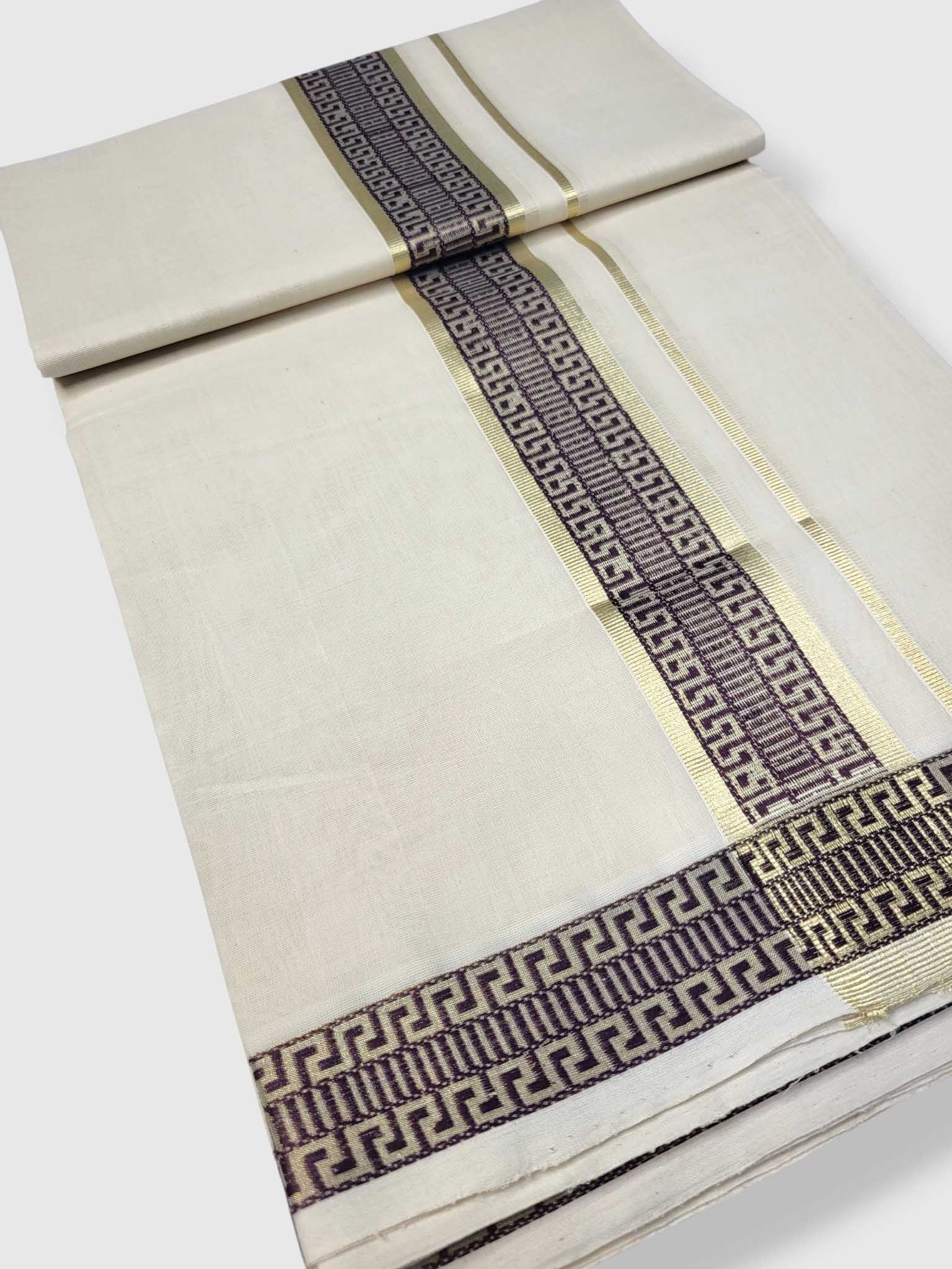 Premium Wedding Handloom Balaramapuram Unaakupaavu Kasavu Mundu for Men