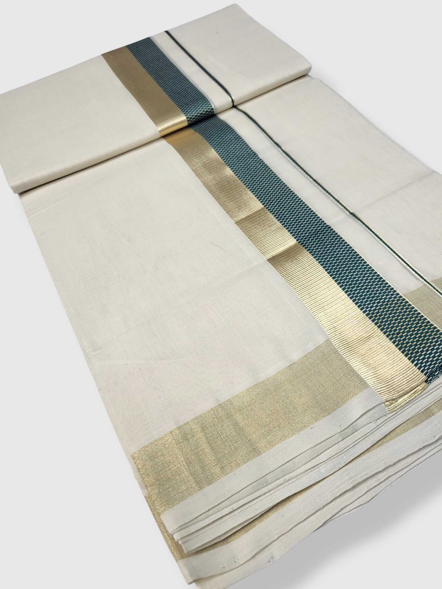 Premium Wedding Handloom Balaramapuram Unaakupaavu Kasavu Mundu for Men