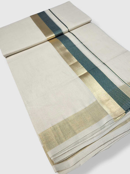 Premium Wedding Handloom Balaramapuram Unaakupaavu Kasavu Mundu for Men