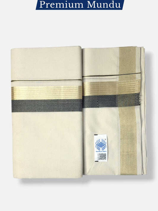 Premium Wedding Handloom Balaramapuram Unaakupaavu Kasavu Mundu for Men