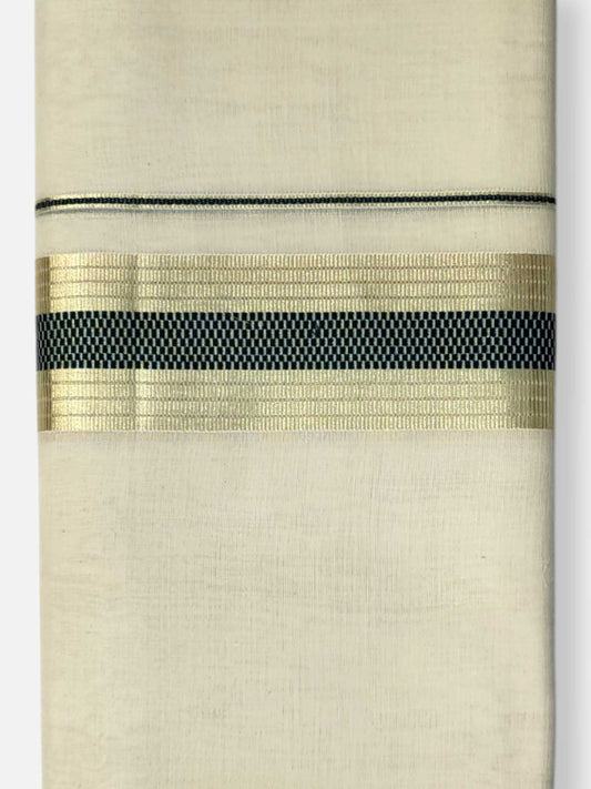 Premium Wedding Handloom Balaramapuram Unaakupaavu Kasavu Mundu for Men