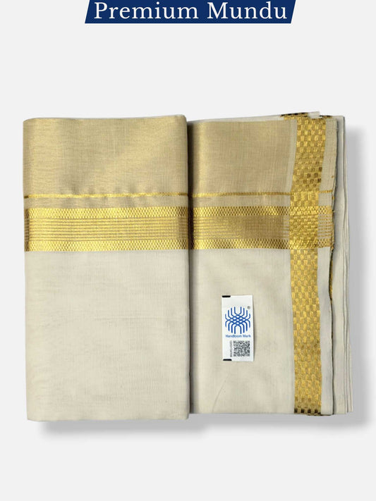 Premium Wedding Handloom Balaramapuram Unaakupaavu Kasavu Mundu for Men