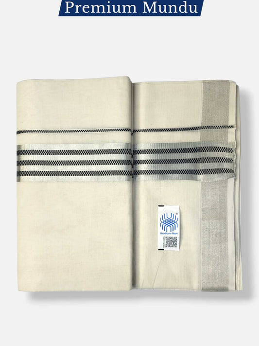 Premium Wedding Handloom Balaramapuram Unaakupaavu Kasavu Mundu for Men