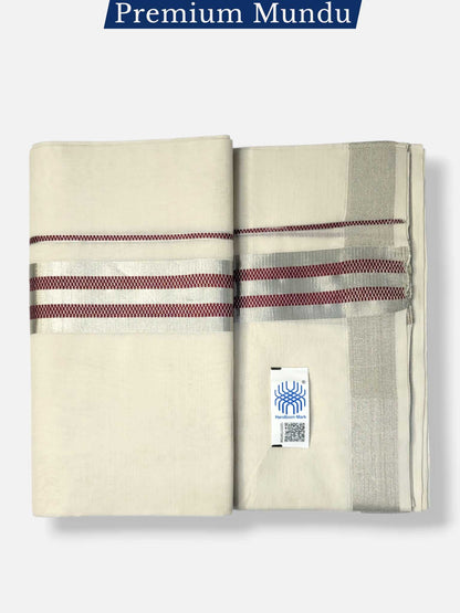 Premium Wedding Handloom Balaramapuram Unaakupaavu Kasavu Mundu for Men