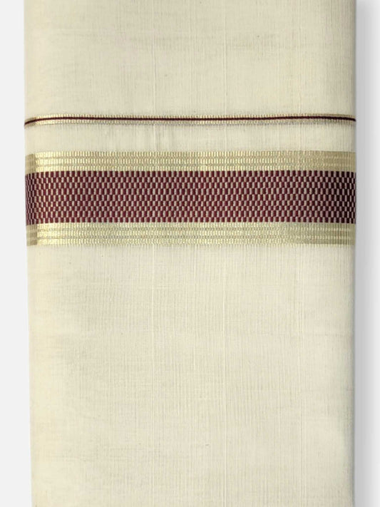 Premium Wedding Handloom Balaramapuram Unaakupaavu Kasavu Mundu for Men