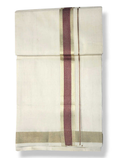 Premium Wedding Handloom Balaramapuram Unaakupaavu Kasavu Mundu for Men