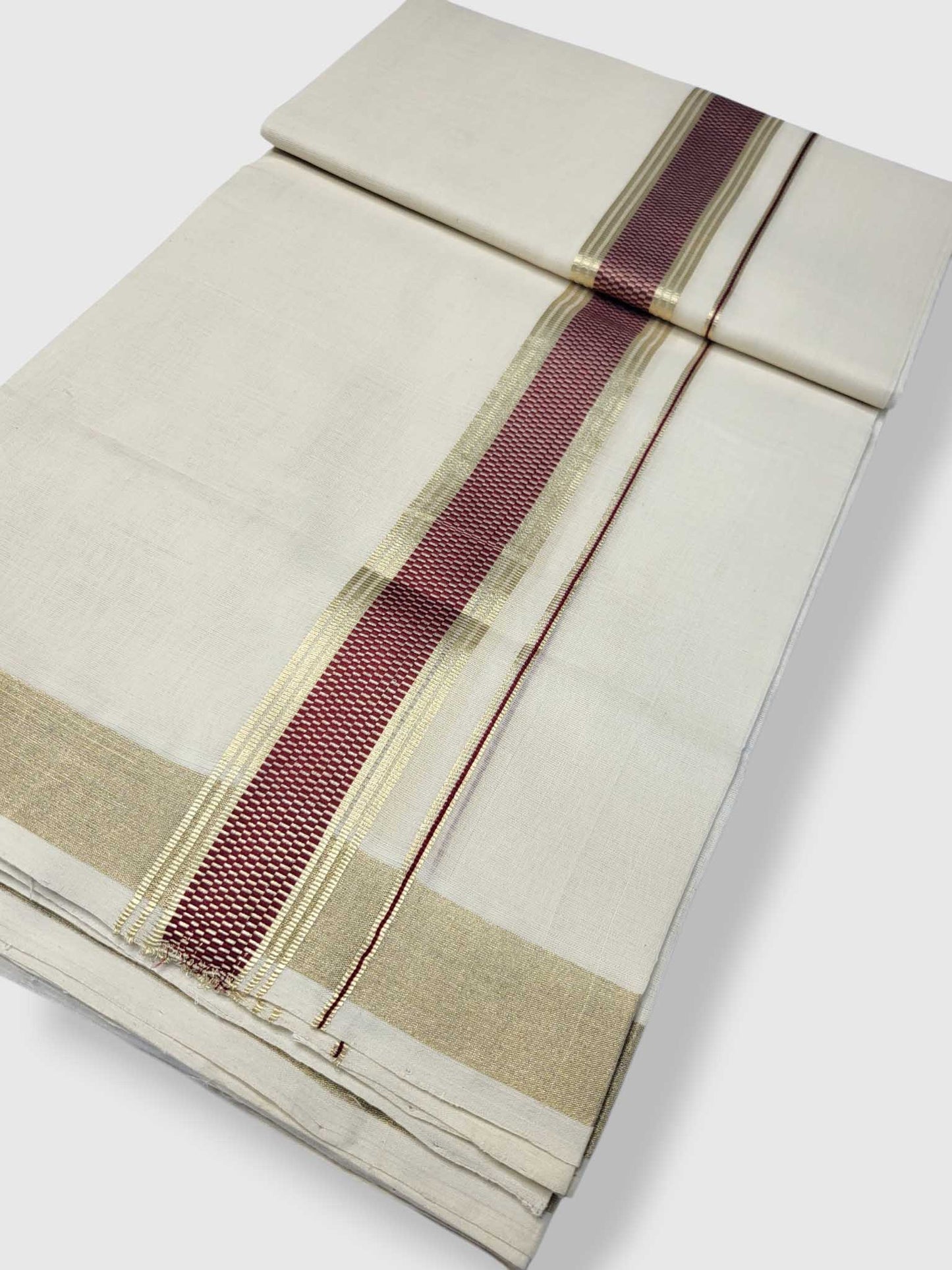 Premium Wedding Handloom Balaramapuram Unaakupaavu Kasavu Mundu for Men