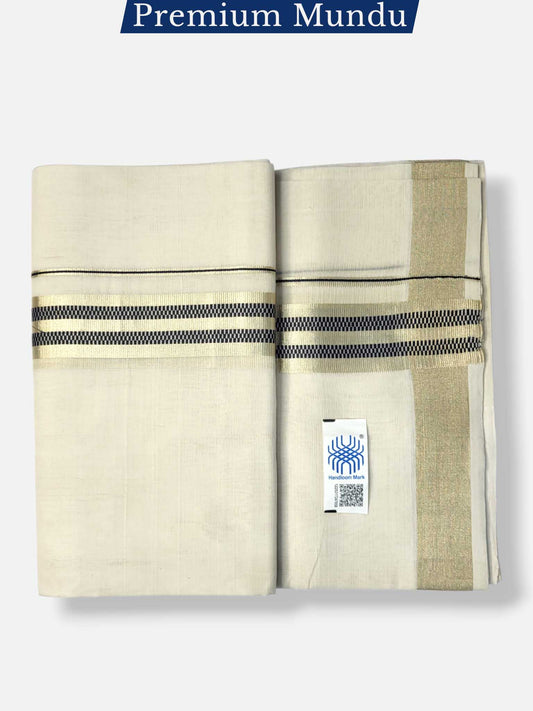 Premium Wedding Handloom Balaramapuram Unaakupaavu Kasavu Mundu for Men