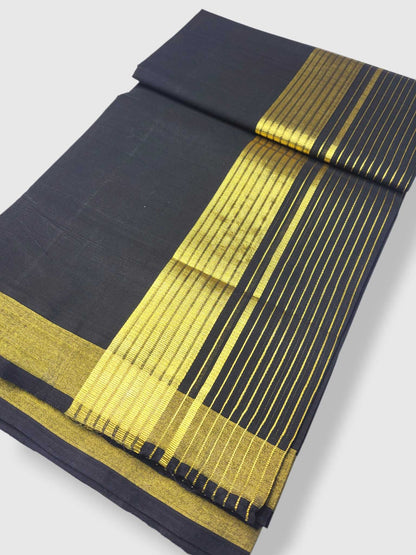 Premium Wedding Handloom Balaramapuram Unaakupaavu Kasavu Mundu for Men