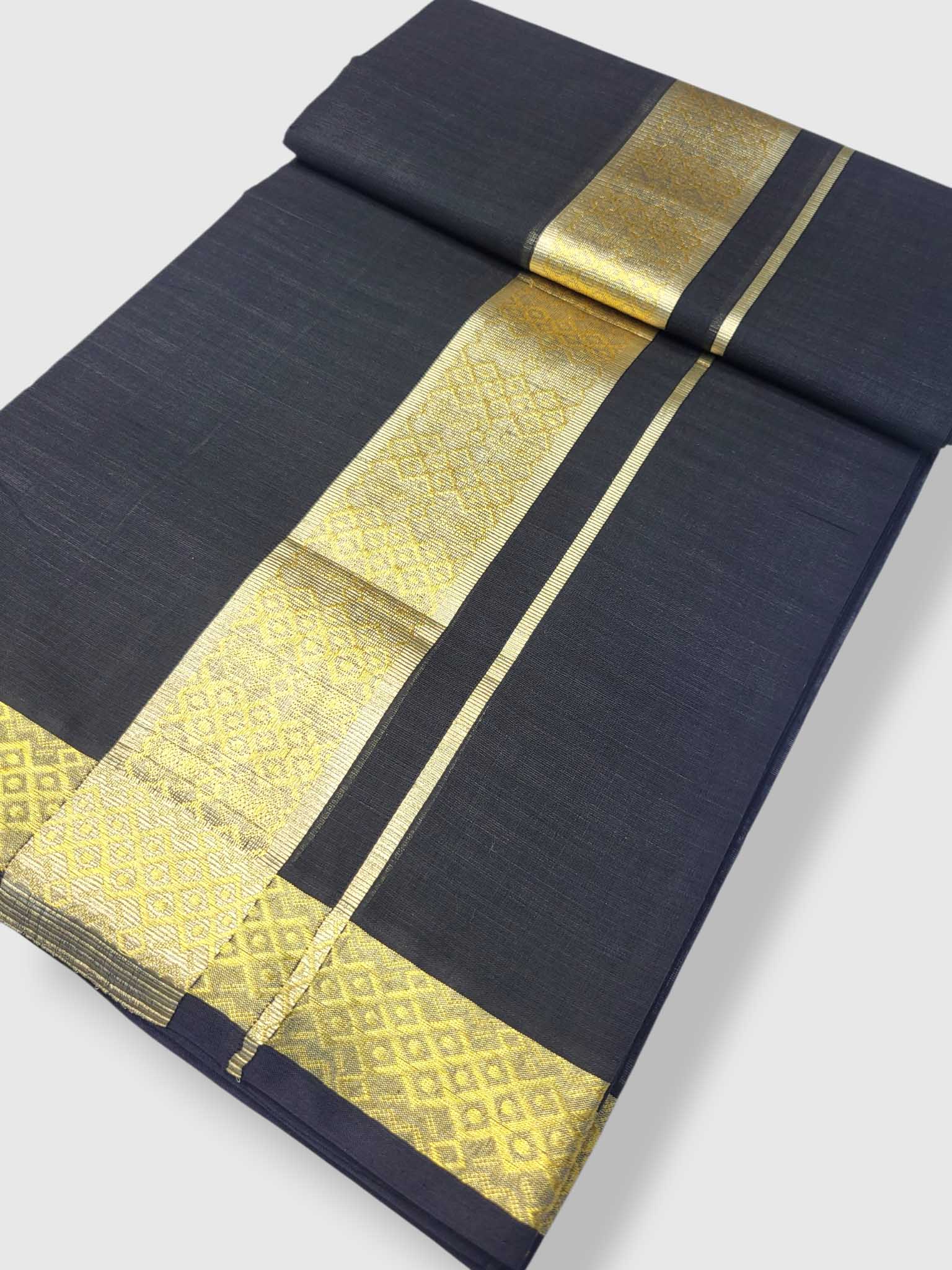 Premium Wedding Handloom Balaramapuram Unaakupaavu Kasavu Mundu for Men