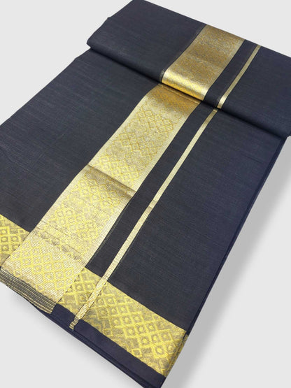 Premium Wedding Handloom Balaramapuram Unaakupaavu Kasavu Mundu for Men