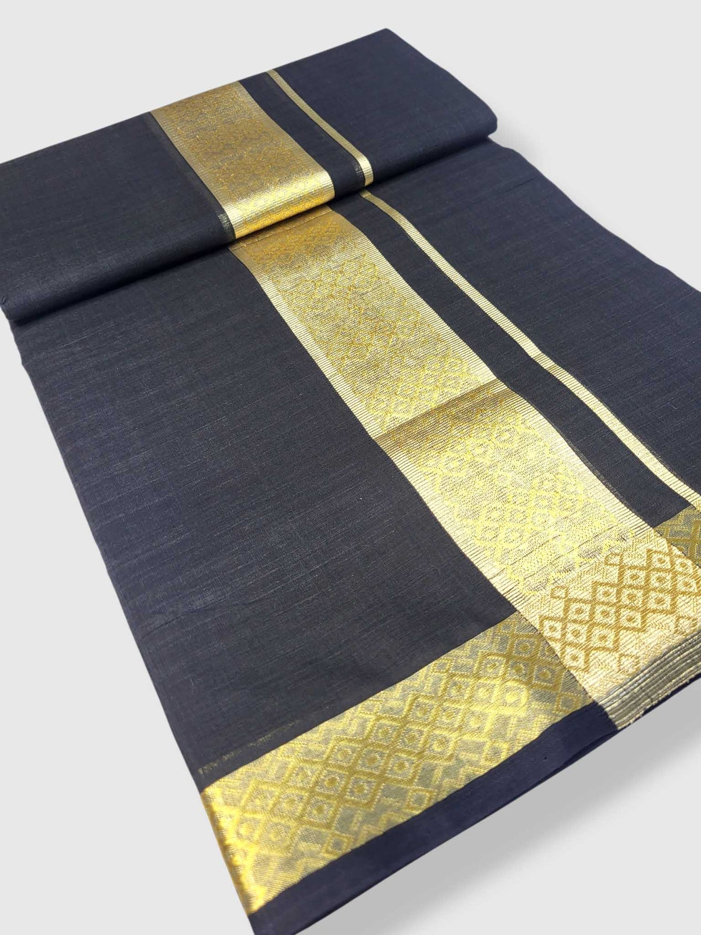 Premium Wedding Handloom Balaramapuram Unaakupaavu Kasavu Mundu for Men