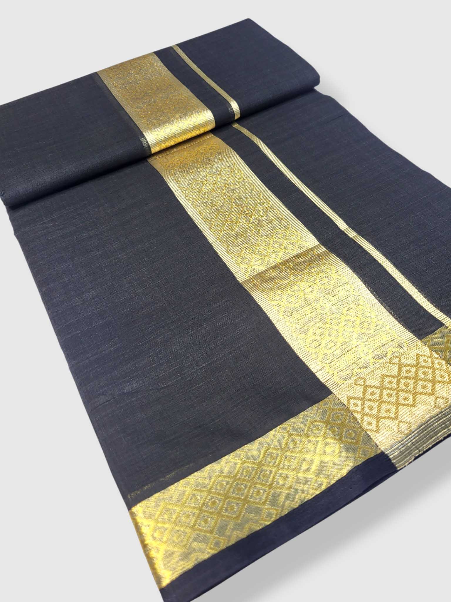 Premium Wedding Handloom Balaramapuram Unaakupaavu Kasavu Mundu for Men